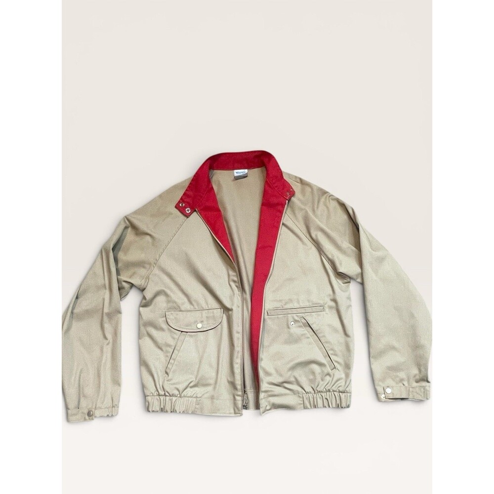 Vintage 80s Wrangler Jacket Beige Red Lining USA Size Small